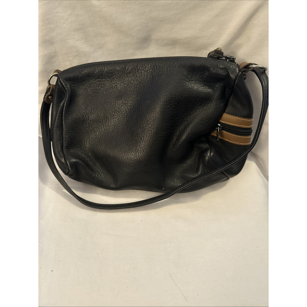 Vintage Orvis Black Brown Pebbled Leather Crossbody Bag - Picture 3 of 8